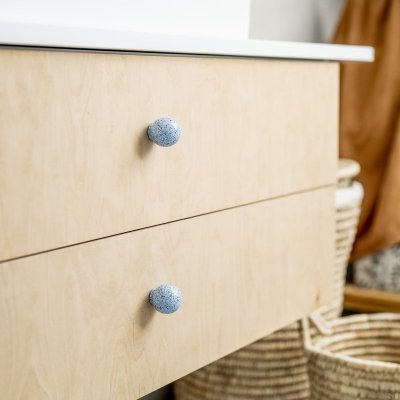 Möbelknopf Ren Melange Hellblau & Weiß 35 Holz Buche