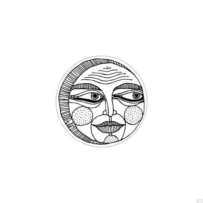 Möbelknopf Faces Black&White 40 Holz Emailliert Weiß (Muster E)