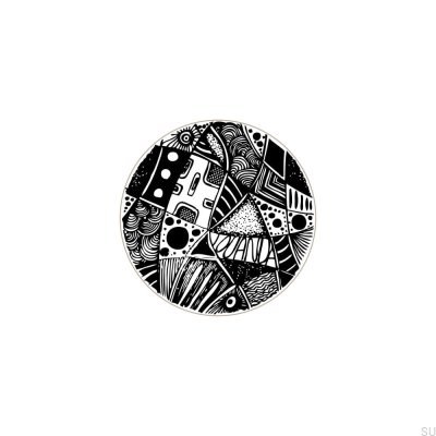 Möbelknopf Kosmosy Black&White 40 Holz emailliert Weiß (Muster B)