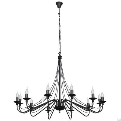 Rose Kronleuchter 12 Metall Schwarz