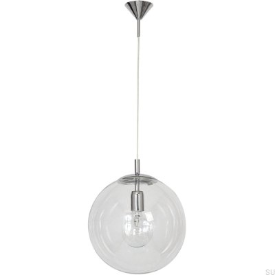 Globe Pendelleuchte Metall Silber Chrom
