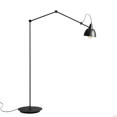 Aida Stehlampe Metall Schwarz (goldener Schirm in der Mitte)