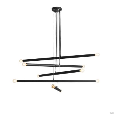 Hängelampe Tubo 10 aus schwarzem Metall
