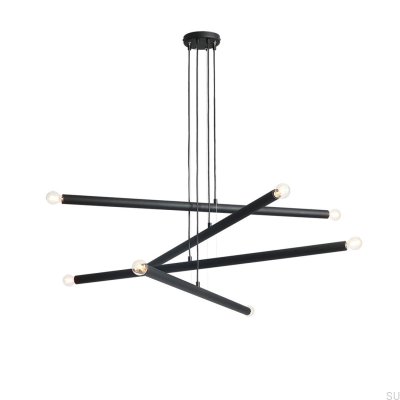 Hängelampe Tubo 8 aus schwarzem Metall