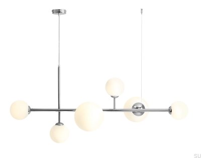 Hängelampe Dione 6 aus Metall, silberfarben, Chrom