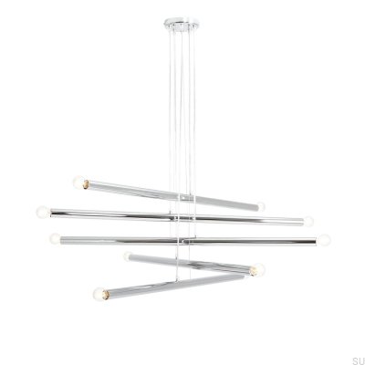 Hängelampe Tubo 10 aus Metall, silberfarben, Chrom
