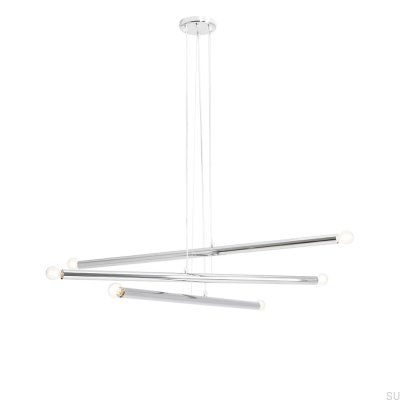 Hängelampe Tubo 6 aus Metall, silberfarben, Chrom