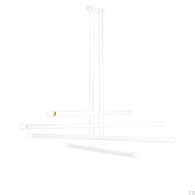 Hängelampe Tubo 8 aus Metall in Weiß