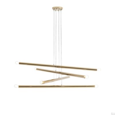 Hängelampe Tubo 8 aus Metall in Gold