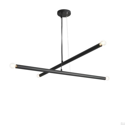 Hängelampe Tubo 4 aus schwarzem Metall