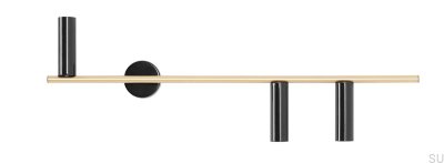 Trevo 3 Messing-Wandleuchte mit Schwarz (rechts)