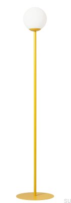 Pinne Stehlampe aus senffarbenem Metall