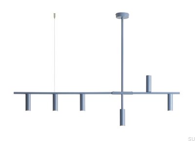 Hängelampe Trevo 6 aus Metall in Blau