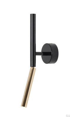 Stick Wandleuchte aus schwarzem Metall in Gold