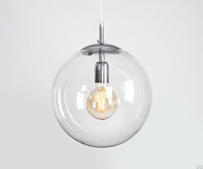 Globe Pendelleuchte Metall Silber Chrom