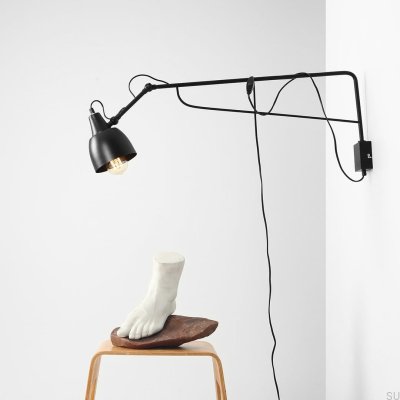 Große schwarze Wandlampe Soho aus Metall