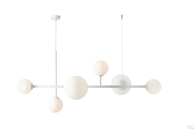 Hängelampe Dione 6 aus weißem Metall