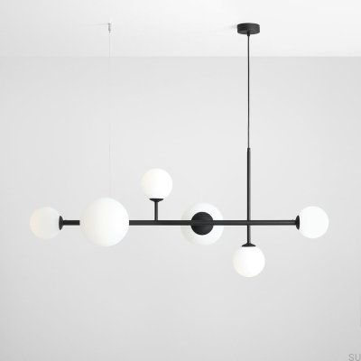 Hängelampe Dione 6 aus schwarzem Metall