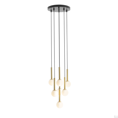Riu 7 Ring Pendelleuchte Messing mit Schwarz