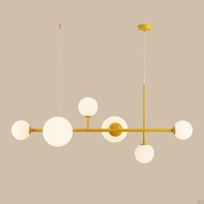 Dione 6 Senffarbene Hängelampe aus Metall