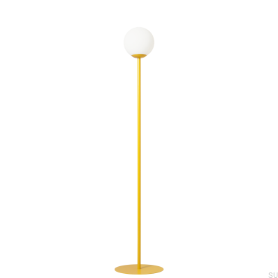 Pinne Stehlampe aus senffarbenem Metall