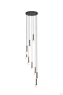 Hängelampe Riu 9 Ring Metal Black
