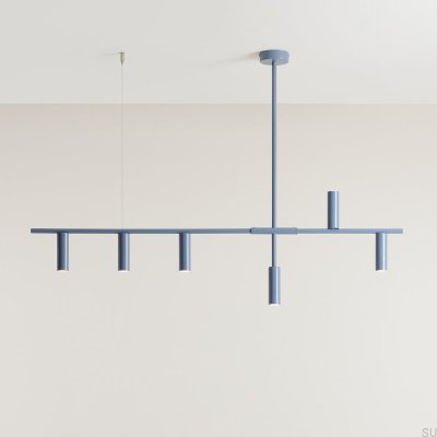 Hängelampe Trevo 6 aus Metall in Blau