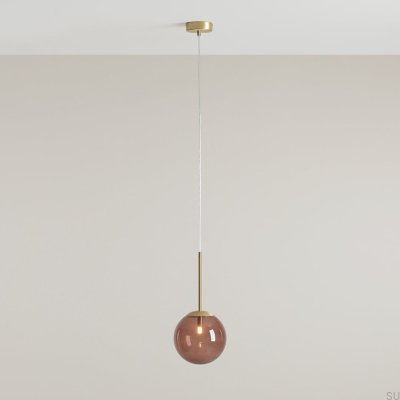 Bosso Mini 20 Mehrfarbige Pendelleuchte aus Messing in Schokocreme