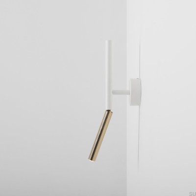 Stick Wandleuchte aus weißem und goldenem Metall