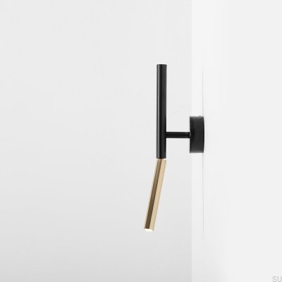 Stick Wandleuchte aus schwarzem Metall in Gold