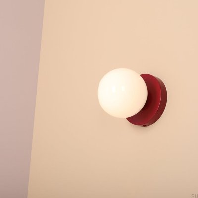 Wandleuchte Ball II S Metall Burgund