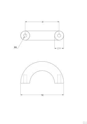 Arch 052 41 länglicher Möbelgriff, Messing poliert, unlackiert