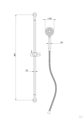 ARM200 Duschstange aus Messing und Schwarzchrom