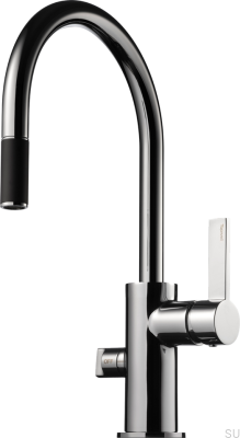 Küchenarmatur mit ausziehbarem Auslauf und Spülmaschinenventil ARM385 Messing Silber Chrom