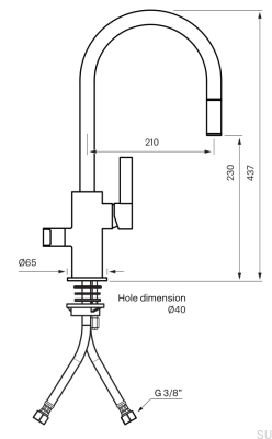 Küchenarmatur mit ausziehbarem Auslauf und Spülmaschinenventil ARM385 Messing Graphit