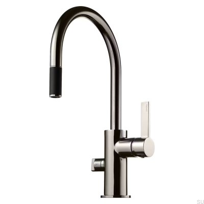 Küchenarmatur mit ausziehbarem Auslauf und Spülmaschinenventil ARM385 Messing Schwarz Platin
