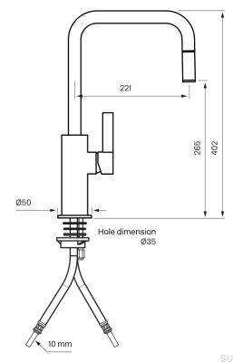 Küchenarmatur mit ausziehbarem Auslauf ARM985 Messing Schwarz Platin