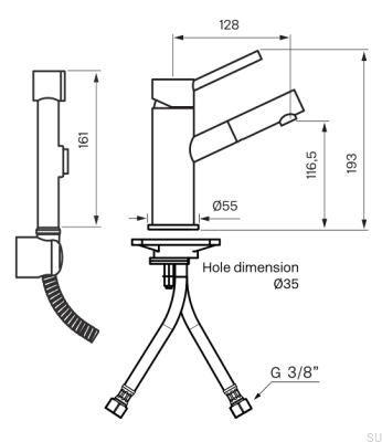 BI069 Waschbecken-Bidet-Armatur aus schwarzem Chrommessing