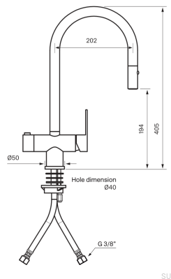 Küchenarmatur mit ausziehbarem Auslauf und Spülmaschinenventil RIN885 Messing Silber Chrom