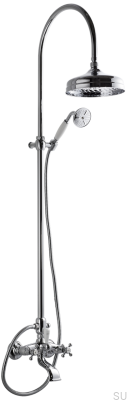 Klassisches Duschset mit Wanneneinlauf XCOL022 Messing Silber Chrom