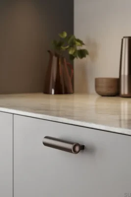 Lucente 64 länglicher Möbelgriff, Aluminium, mattbraun