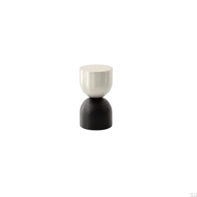 Kokeshi Mix 1832 Möbelknopf aus gebürstetem Stahl mit schwarzem Aluminium