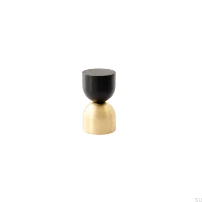 Kokeshi Mix 1832 Möbelknopf Messing gebürstet unlackiert mit schwarzem Aluminium