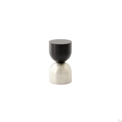 Kokeshi Mix 1832 Möbelknopf Schwarzes Aluminium mit gebürstetem Stahl