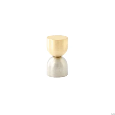 Kokeshi Mix 1832 Möbelknopf Messing gebürstet unlackiert mit gebürstetem Stahl