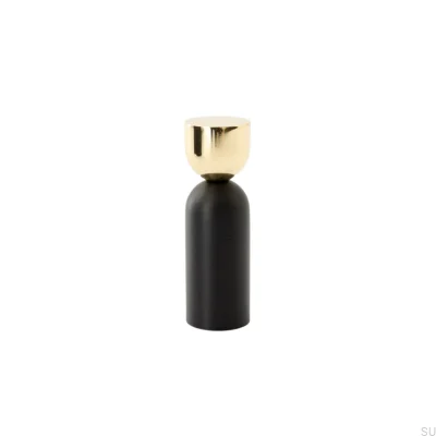 Kokeshi Mix 1856 Wandaufhänger, poliertes Messing, unlackiert mit schwarzem Aluminium
