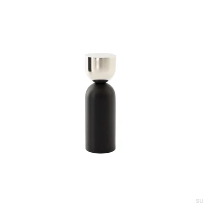 Kokeshi Mix 1856 Wandaufhänger aus poliertem Stahl mit schwarzem Aluminium