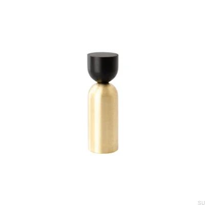 Kokeshi Mix 1856 Wandaufhänger, gebürstetes Messing, unlackiert mit schwarzem Aluminium