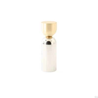 Kokeshi Mix 1856 Wandaufhänger, poliertes Messing, unlackiert mit gebürstetem Stahl