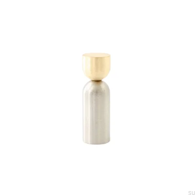 Kokeshi Mix 1856 Wandaufhänger, gebürstetes Messing, unlackiert mit gebürstetem Stahl
